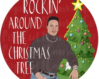 The Rock, Rockin’ Around the Christmas Tree Pop Culture Christmas Sticker, Digital Download, PNG