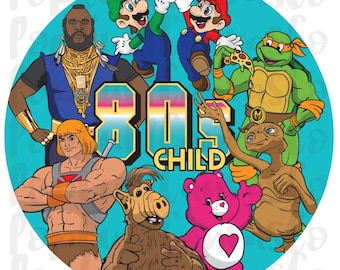 80s Child, 80’s Child, Pop Culture, Sticker, Cake Topper, Card, PNG, Digital Download