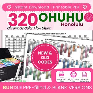 Ohuhu Honolulu 320 Chromatic Color Flow Chart | New Old Codes (PDF PNG)