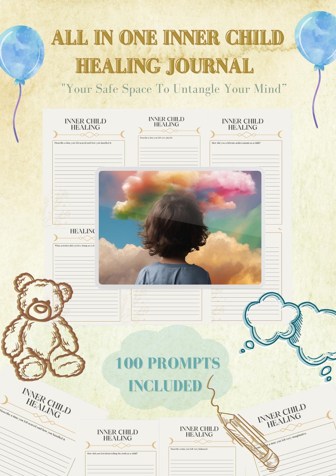 Inner Child Healing Journal: 100 Trauma Therapy Prompts (digital ...