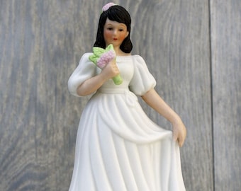 Porcelaine Quinceanera & Sweet Sixteen Cake Topper - Couleur de cheveux peinte sur mesure disponible
