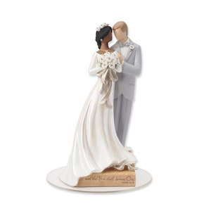 Legacy of Love Interracial Wedding Cake Topper Figurine- Caucasian Groom and African American Bride - Custom Painted Hair Color Available