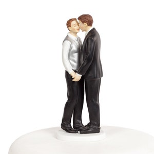 Romance Gay Wedding Cake Topper LGBTQ+ - Custom Painted Hair Color Available