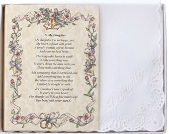 Personalized To My Daughter (From the Bride's Mother) Wedding Handkerchief