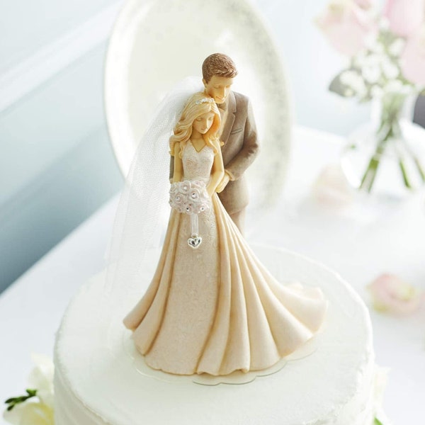 Foundations Bride and Groom Wedding Cake Topper Figurine - Custom Painted Hair Color Available - 6004961