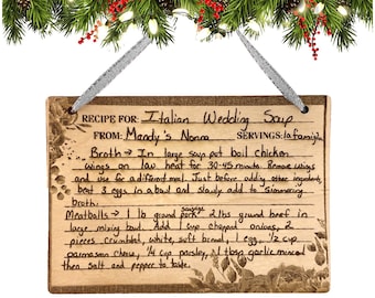 Wooden Recipe Christmas Ornament Custom, Hand-Written Engraved | Fully Custom Personalized Engraving