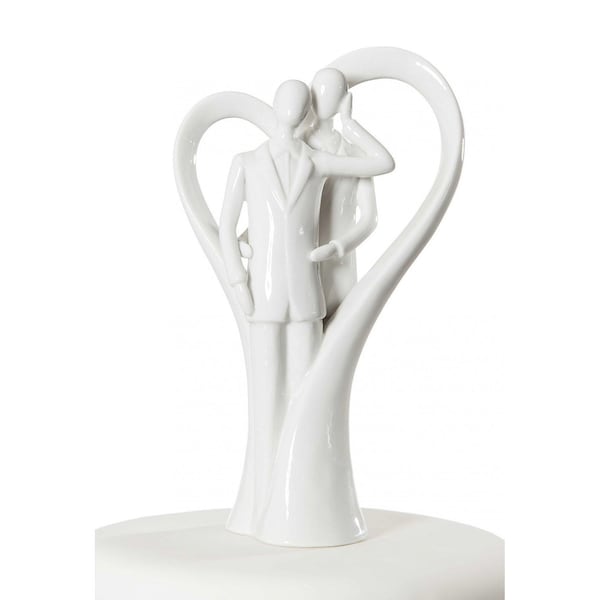 Gay Silhouette of Love Wedding Cake Topper Figurine - Two Grooms LGBTQ+ Same Sex