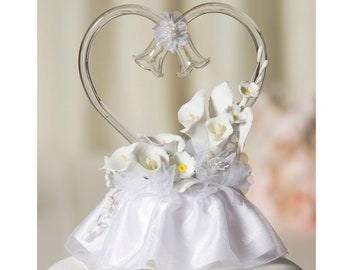 Calla Lily Spray Heart Wedding Cake Topper