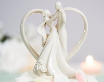 Stylized Dancing Wedding Cake Topper Figurine - Bride an Groom Modern Minimalist