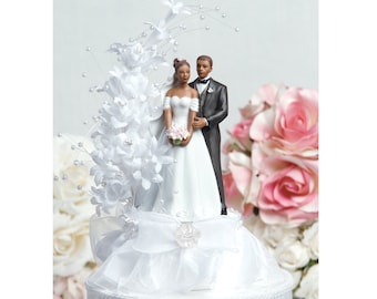 Pearl Side Arch Classic African American Cake Topper - Custom Painted Hair Color Available