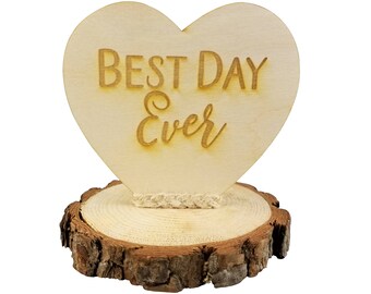 Best Day Ever Wood Rustic Wedding Cake Topper -  Country Western Barn Farm Cowboy Barnyard Rustic Wedding