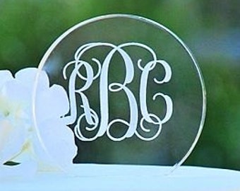 Personalized Monogram Acrylic Circle Cake Topper