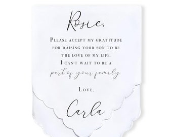 Personalized Mother in Law Wedding Handkerchief Gift | Mother in Law Wedding Gift from Bride | Thoughtful Customized Mother of Groom Gift fr