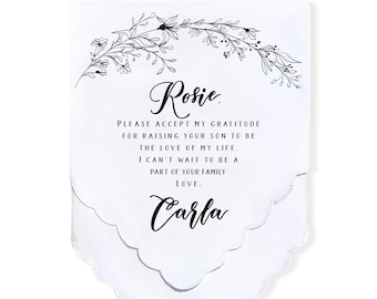 Personalized Mother in Law Wedding Handkerchief Gift - Mother in Law Wedding Gift from Bride - Customized Gift for Mom in Law from Bride - C