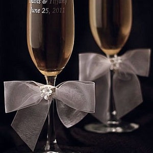 Porcelain Stephanotis Bouquet Wedding Toasting Glasses - Custom Engraving Available