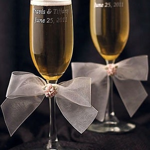 Porcelain Rose Bouquet Wedding Toasting Glasses - Custom Engraving Available