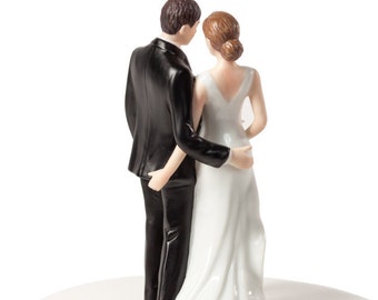 Funny Tender Touch Bride and Groom Funny Wedding Cake Topper Figurine - Custom Painted Hair Color Available