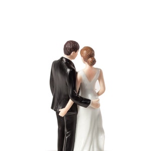 Funny Tender Touch Bride and Groom Funny Wedding Cake Topper Figurine - Custom Painted Hair Color Available