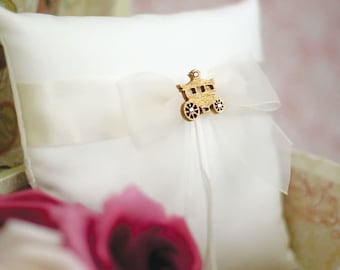 Cinderella Fairy Tale Coach Wedding Ring Bearer Pillow (Silver/Gold)