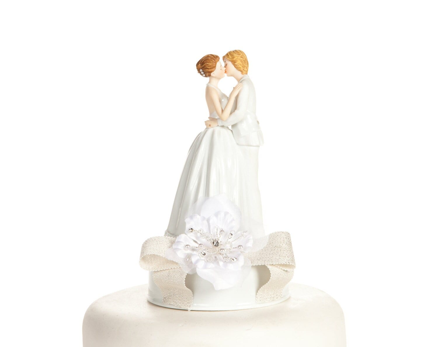 Cutest Wedding Cake Topper Wood Face Bride & Groom in Ribbon Arch - Ruby  Lane