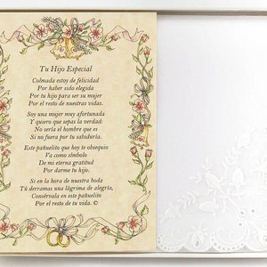 Personalized La Madre del Novio Wedding Handkerchief in Spanish image 1