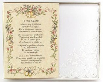 Personalized La Madre del Novio Wedding Handkerchief in Spanish