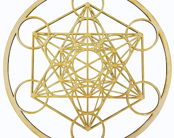 12"Metatron's Cube Wall Art / 12" Diameter - 1/8" Thick / Wood Crystal Grid, Platonic Solids, Zen Wall Ar / Sacred Geometry Art