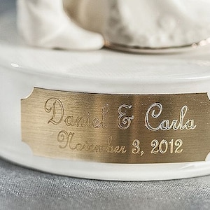 Personalized Custom Porcelain Wedding Cake Topper Base with Your Names and Wedding Date