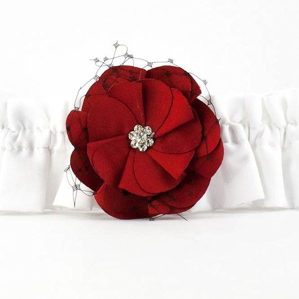 Red and Black Rose Wedding Garter