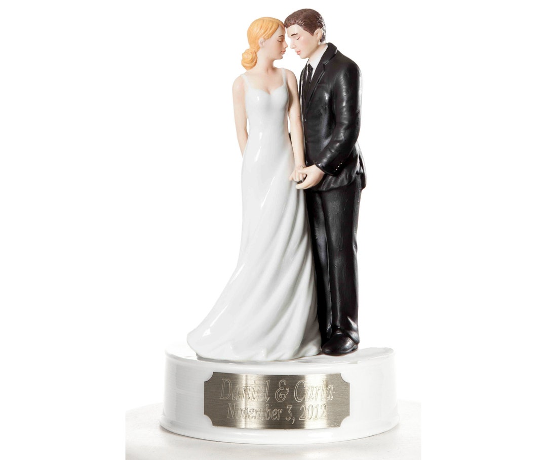 Engraveable Porcelain Bride and Groom Wedding Cake Topper - Custom ...