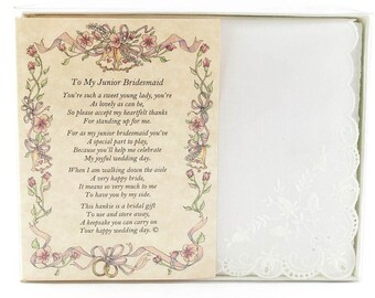 Personalized From The Bride to her Junior Bridesmaid Wedding Handkerchief