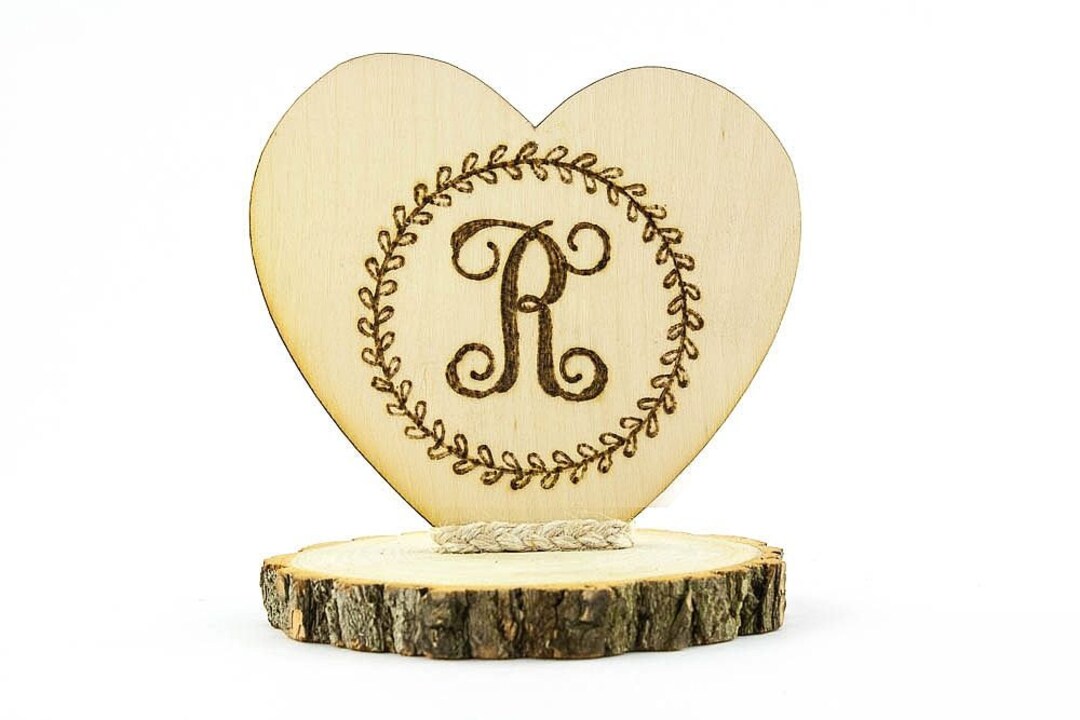 Country Monogram Custom Personalized Vine Monogram Wood Rustic Wedding Cake Topper ...