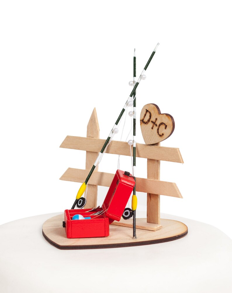 gone fishing wedding cake topper
