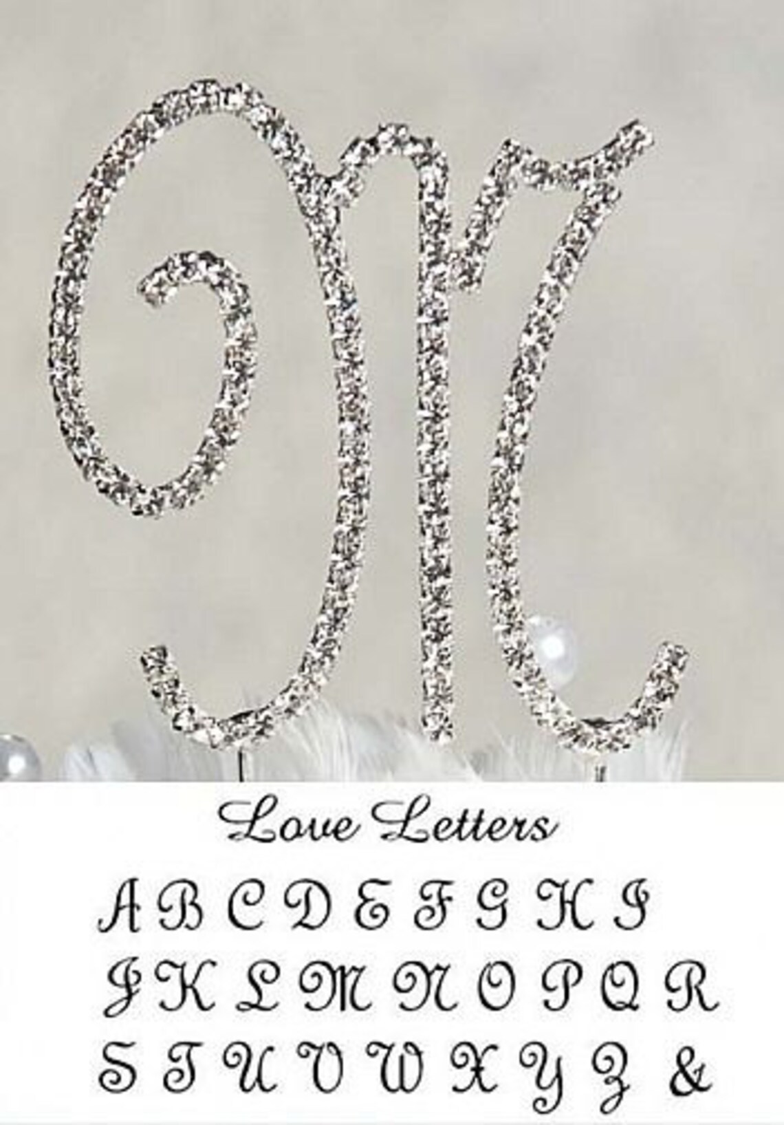 Full Crystal Monogram Wedding Cake Topper With Silver Initial - Etsy