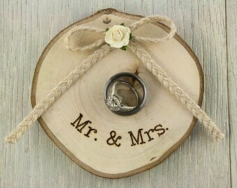 Rustic Wooden Wedding Ring Bearer Pillow