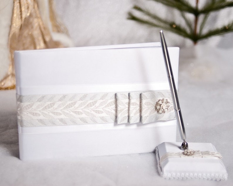 Winter Woodland Wedding Guest Book and Pen Set Etsy