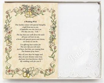 Personalized A Wedding Wish (From Friend or Family to the Bride) Wedding Handkerchief