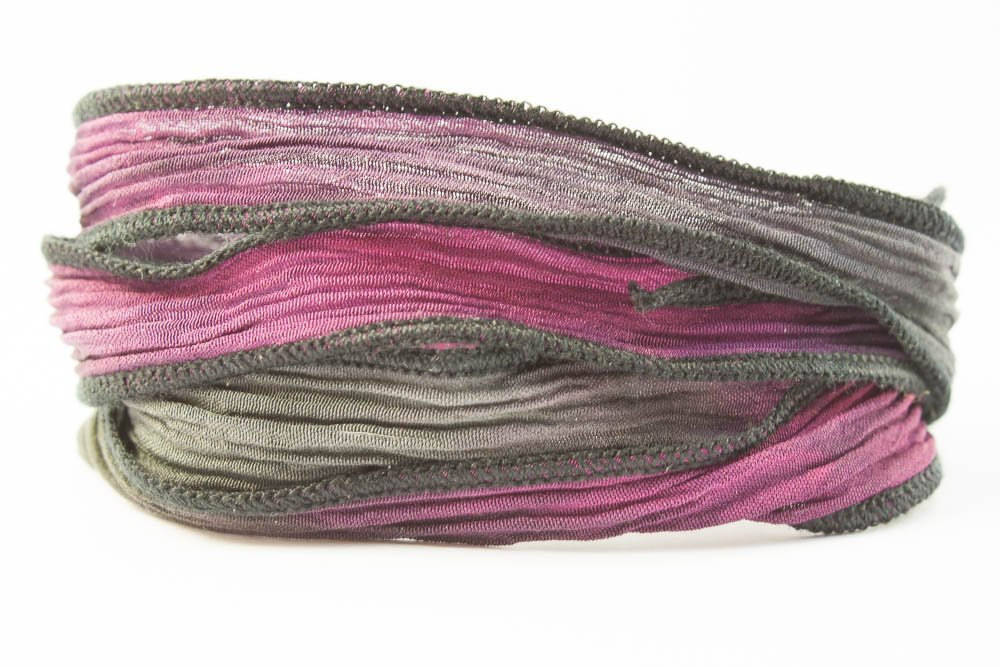 Nuit Rose de ruban de soie à la main - mélangent de rose et noir avec des bords noirs-832 Nuit Rose de ruban main de soie à la main ruban - mélangent de rose et noir avec des bords noirs-832 b5b4ed