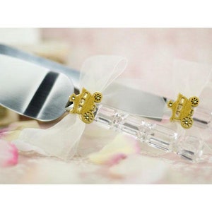 Cinderella Fairy Tale Coach Wedding Cake Server Set (Silver/Gold) - Custom Engraving Available