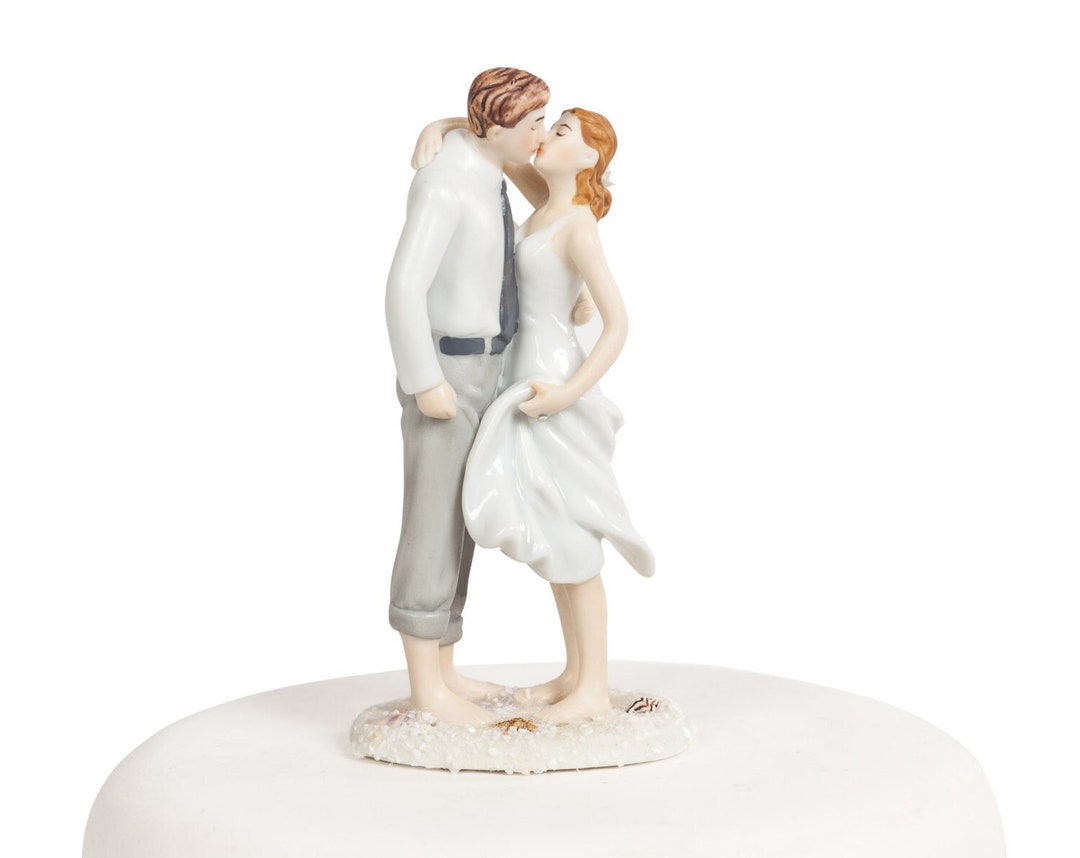 Sand and Shells Bride and Groom Beach Cake Topper Figurine - Custom ...