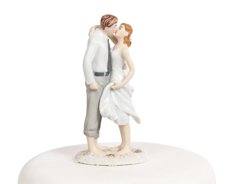 Sand and Shells Bride and Groom Beach Cake Topper Figurine - Custom ...