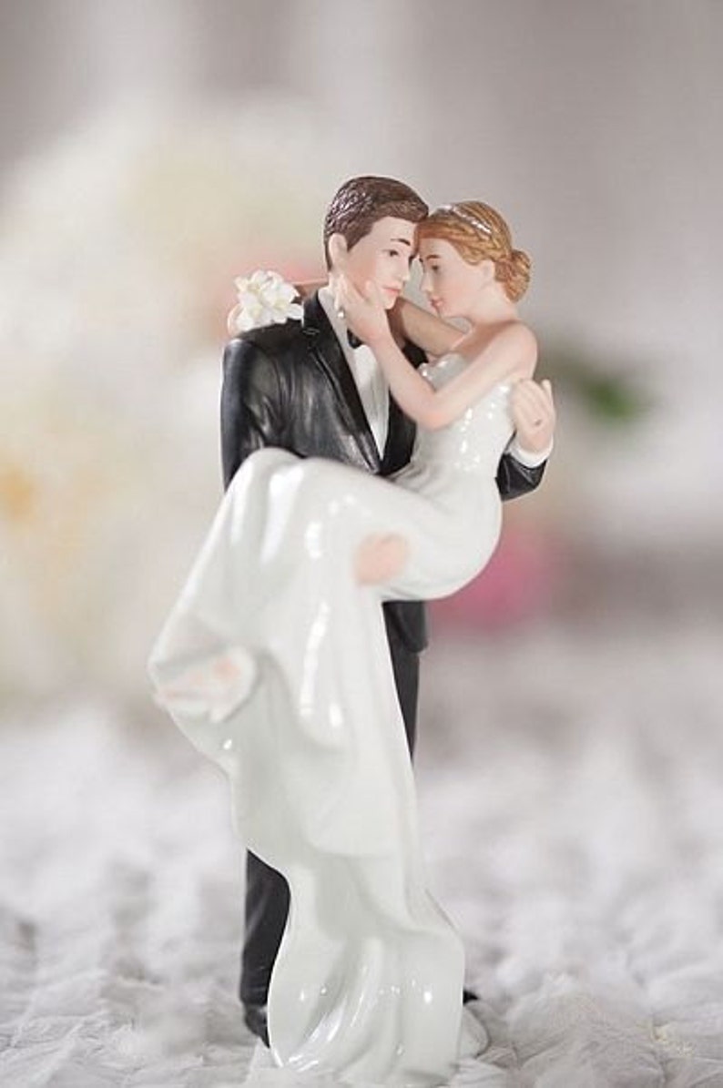Groom Holding Bride Traditional Cake Topper Figurine Custom Etsy