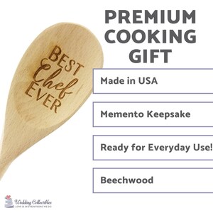 Engraved Best Chef Ever Wood Spoon Gift 14 inch hostess gift, shower favor, engraved spoon, stocking stuffer image 3