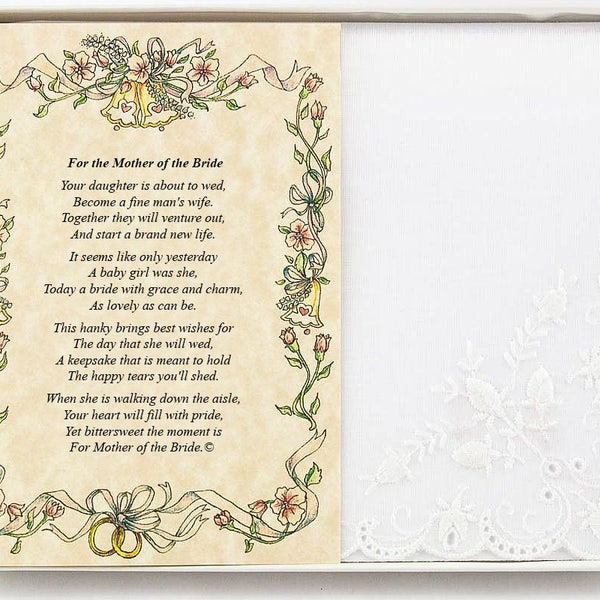 Personalized For the Mother of the Bride (From Friend or Family to the Mother of the Bride) Wedding Handkerchief