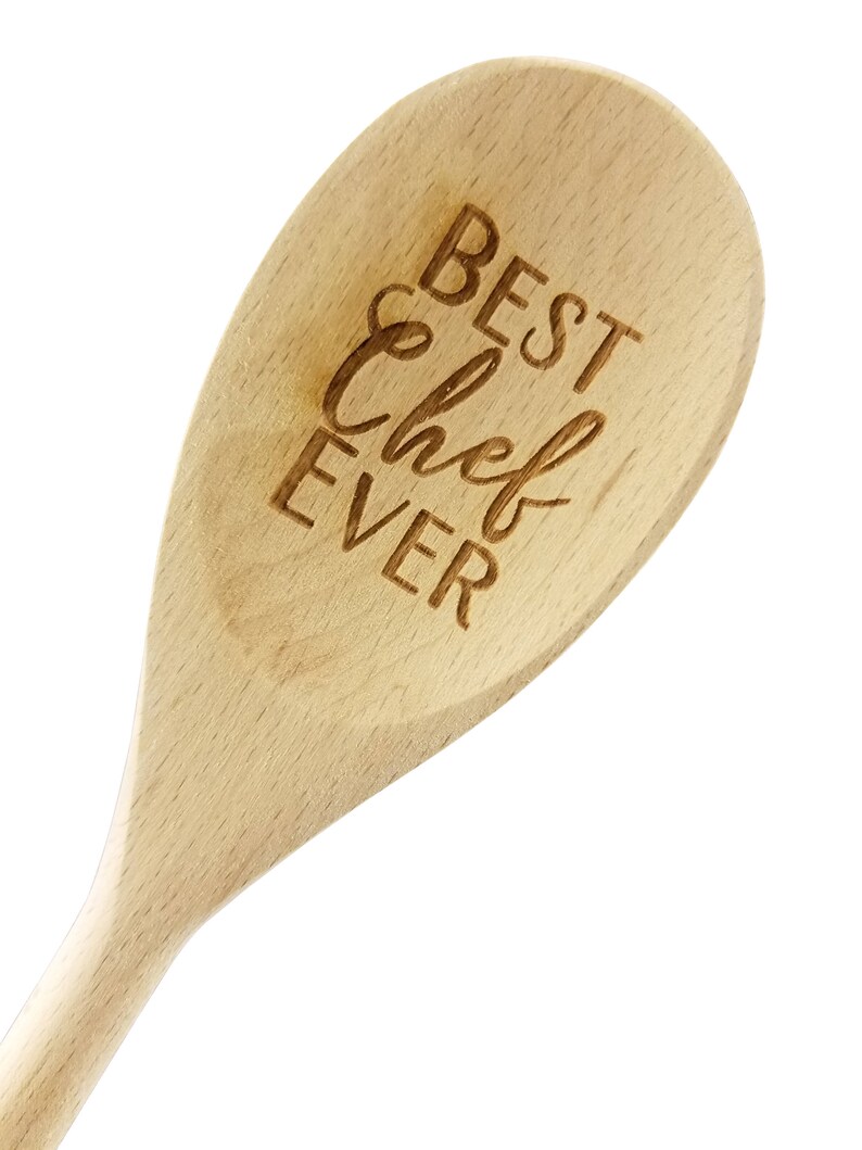 Engraved Best Chef Ever Wood Spoon Gift 14 inch hostess gift, shower favor, engraved spoon, stocking stuffer image 1