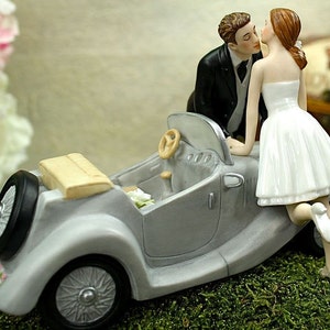 I'll Love U 4 EVER Bride and Groom Car Wedding Cake Topper Figurine Custom Painted Hair Color Available image 4