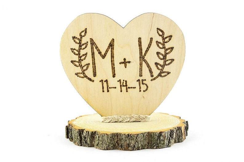 Custom Personalized Rustic Wood Wedding Cake Topper Country Western Barn Farm Cowboy Barnyard Rustic Wedding image 1