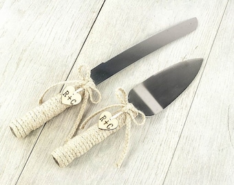Set de servidor de pastel de bodas rústico personalizado