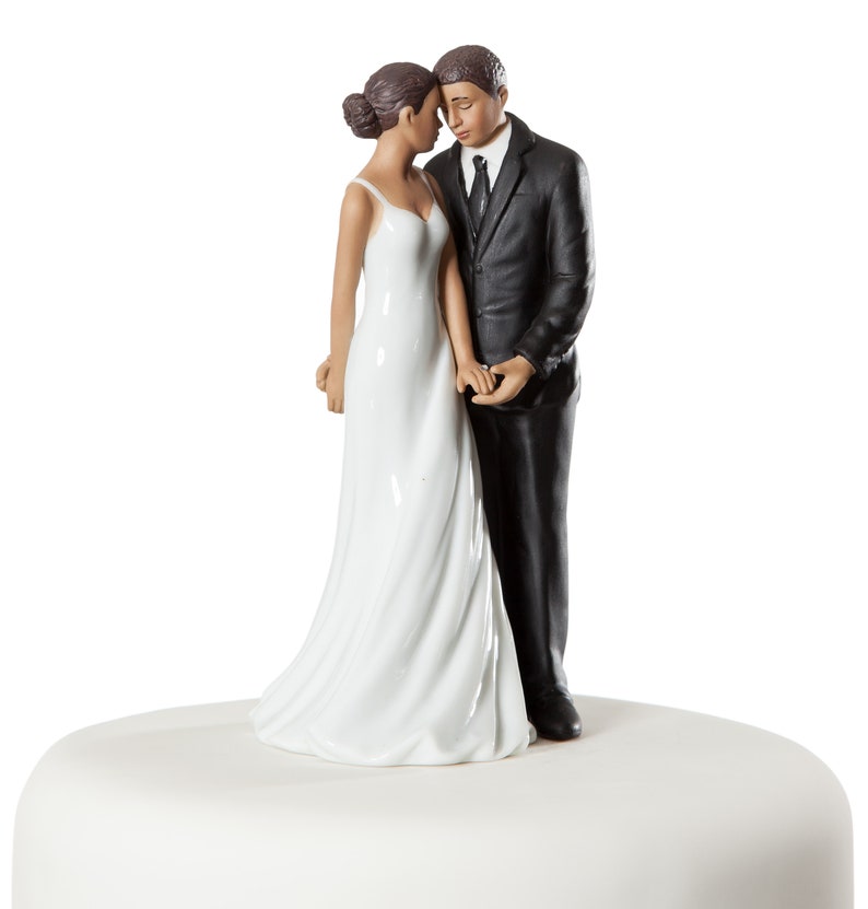 707566 Wedding Bliss African American Wedding Cake Topper Figurine Custom Painted Hair Color Available