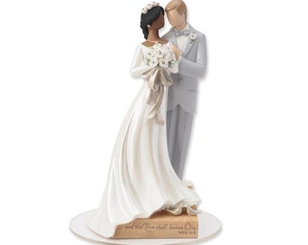 Legacy of Love Interracial Wedding Cake Topper Figurine- Caucasian Groom and African American Bride - Custom Painted Hair Color Available